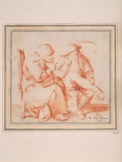 Old Peasant Couple Seated by Питер Янсз. Кваст, 1637 — digital art print download