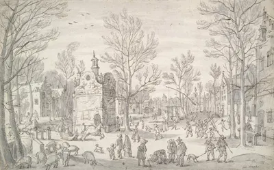 Winter Scene in the City by Себастьян Вранкс — digital art print download