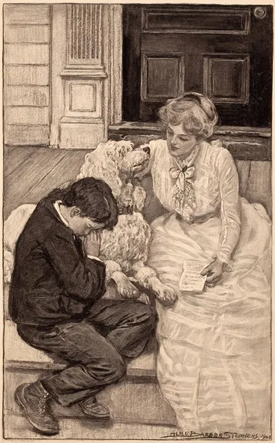 Under the Lilacs by Alice Barber Stephens, 1905 — digital art print download