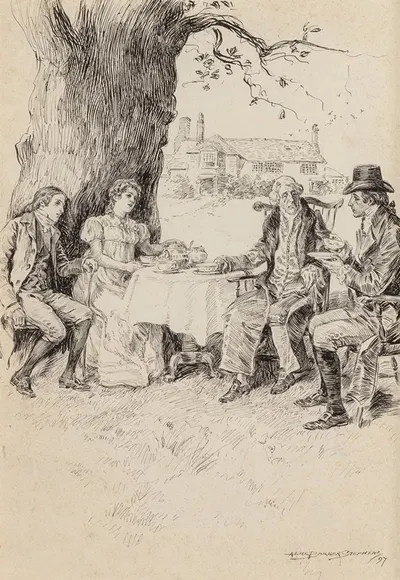 Tea in the Garden by Alice Barber Stephens, 1897 — digital art print download