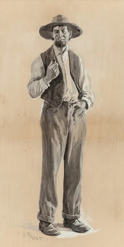 Man Standing with Pipe by Arthur Burdett Frost — digital art print download