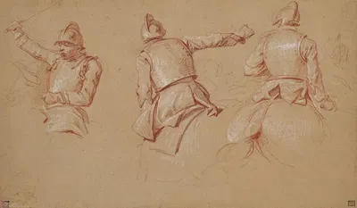 Trois soldats casqués à cheval by Charles Parrocel — digital art print download