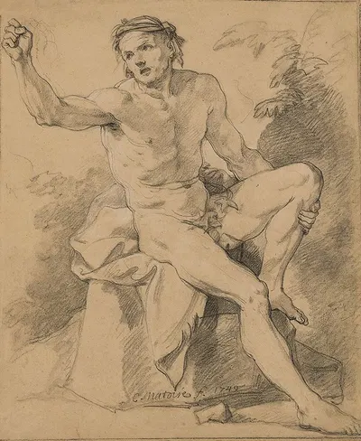 Académie d'homme nu assis by Шарль-Жозеф Натоир, 1749 — digital art print download