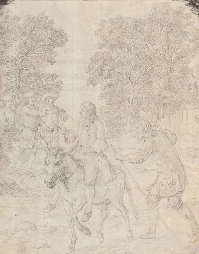 The miller, his son and the donkey, after Oudry's The Fables of La Fontaine by Шарль-Николя Кошен, 1755-1759 — digital art…