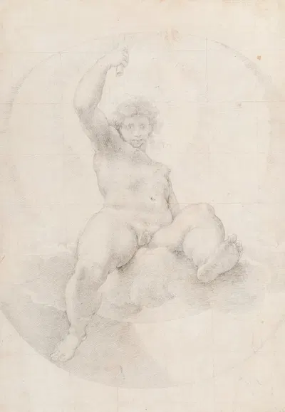 Apollo seated on a cloud holding a torch aloft by Cristoforo Roncalli — digital art print download