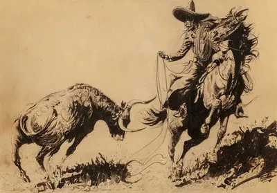 Mexican Steer on the Prod by Edward Borein, 1914 — digital art print download