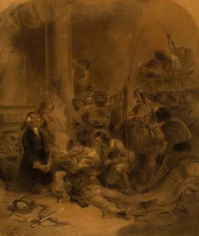 The Death of Scipio, The Red Rover by James Fenimore Cooper by Felix Octavius Carr Darley, 1873 — digital art print download