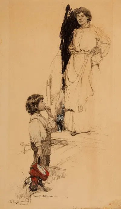 I is Toddie, By Paths of Flame story illustration by Frank Earle Schoonover, 1905 — digital art print download