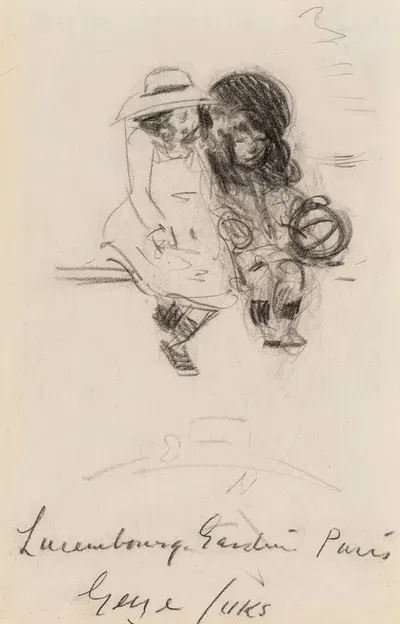 Two Girls with Ball by George Luks — digital art print download
