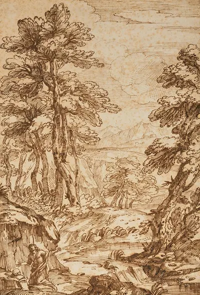 Paysage arboré avec Marie-Madeleine pénitente by Джованни Франческо Гримальди — digital art print download