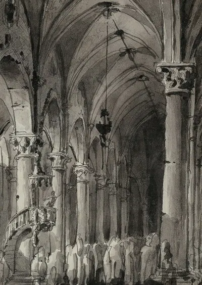 Sermon in a Gothic church by Джованни Мильяра — digital art print download