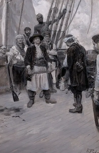 'Снова, мой капитан (Пираты)', Нью-Йоркские колониальные приватиры by Говард Пайл, 1895 — digital art print download