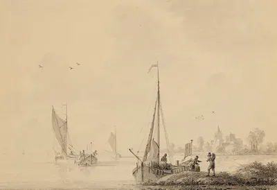 Deux études de voiliers sur une rivière by Мартинус Шоуман — digital art print download