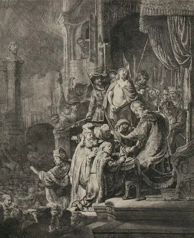 Christ before Pilate; large plate by Рембрандт ван Рейн, 1635 — digital art print download