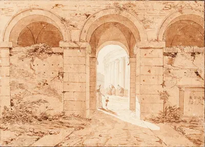 Roman Ruins with Figures by Последователь Юбера Робера — digital art print download