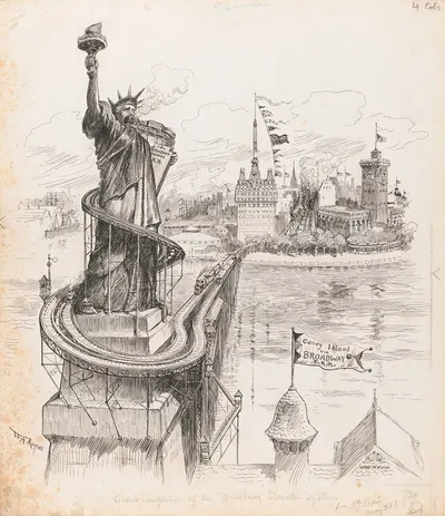 Grand completion of the Broadway elevated system by William Allen Rogers, 1887 — digital art print download