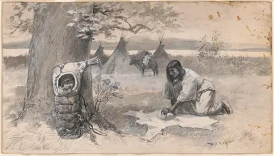 Indian mother and baby-wigwam by William Allen Rogers, 1898 — digital art print download