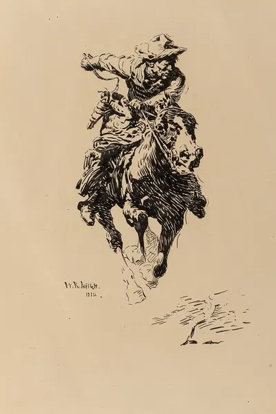 Study for The Stampede by William Robinson Leigh, 1914 — digital art print download