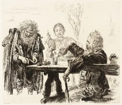 Italian Tavern Scene by Адольф фон Менцель, 1889 — digital art print download