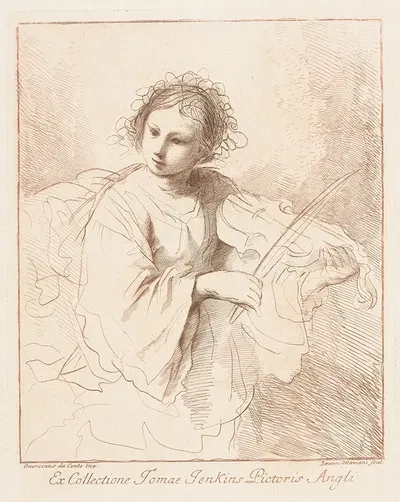 Woman Playing a Violin by Follower of Guercino — digital art print download