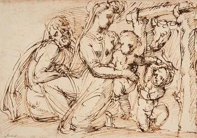 The Holy Family with Saint John the Baptist by Baccio Bandinelli — digital art print download