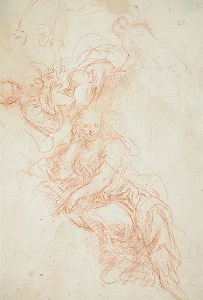 Study of a Seated Woman by Cesare Gennari, 1656-1688 — digital art print download