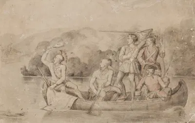 Canoe Scene by Шарль Фердинанд Вимар — digital art print download