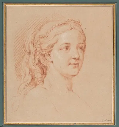 Tête de femme de trois quarts à droite by Charles-André van Loo — digital art print download