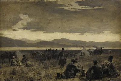 Early Morning Camp Near The Shore of Lake Urumiyah by Edwin Lord Weeks — digital art print download