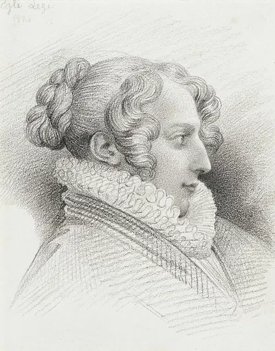 Profile Portrait of Mlle. Eglé Legé by Южен Девериа, 1824 — digital art print download