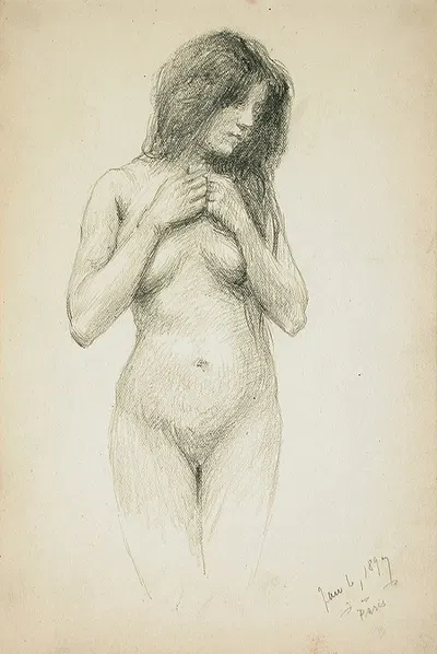 Female Nude by Фрэнк Дювенек, 1897 — digital art print download