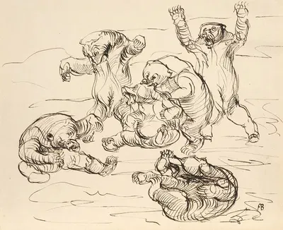 Raufende Bären by Franz Barwig the Elder, 1909 — digital art print download