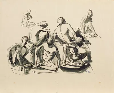 Sieben sitzende Jünglinge by Franz Barwig the Elder, 1927-1931 — digital art print download