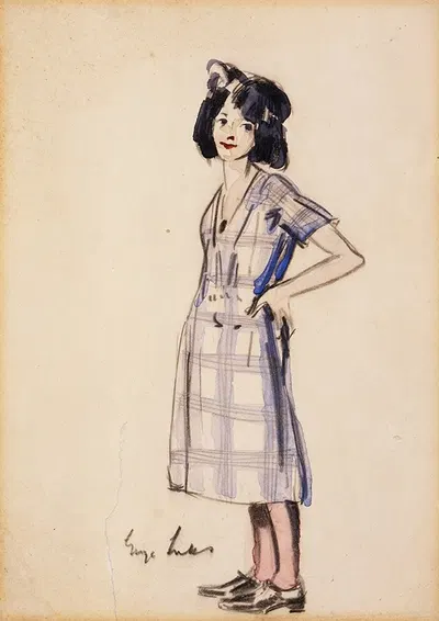 Girl in Checkered Dress by George Luks — digital art print download
