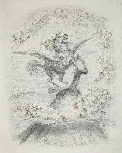 Puck on Pegasus by Джордж Круикшанк, 1861 — digital art print download