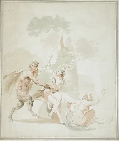 Satyr Attacking Two Nude Bathers by Джованни Баттиста Чиприани — digital art print download