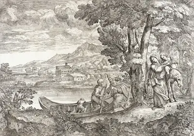 The Flight to Egypt by Джованни Франческо Гримальди, 1630-1680 — digital art print download