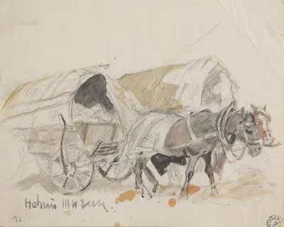 Dwie zaprzężone fury z budami by Иван Иванец, 1915 — digital art print download