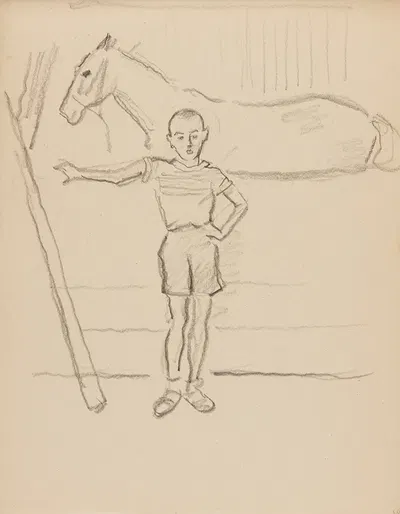 Chłopiec w stajni by Иван Иванец, 1929 — digital art print download
