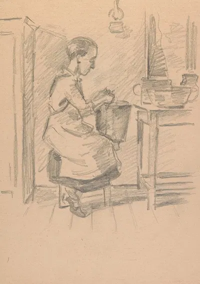 kobieta obierająca ziemniaki by Иван Иванец, 1940 — digital art print download