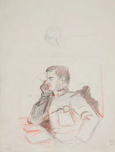 Oficer Legionu Ukraińskich Strzelców Siczowych (1914-1920) siedzący z głową wspartą na ręce by Иван Иванец, 1914-1920 —…
