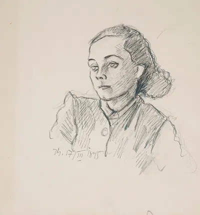 Popiersie młodej kobiety by Иван Иванец, 1945 — digital art print download