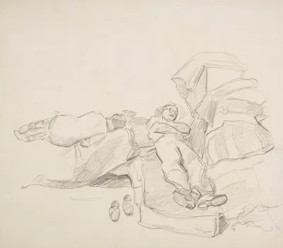 Śpiący mężczyźni – szkic by Иван Иванец, 1944 — digital art print download