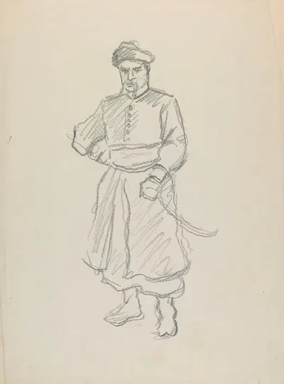 Szlachcic z karabelą – studium rysunkowe by Иван Иванец, 1940 — digital art print download