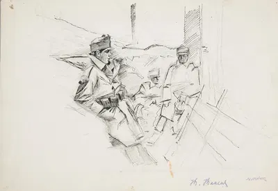 trzej żołnierze Legionu Ukraińskich Strzelców Siczowych w okopie by Иван Иванец, 1914-1918 — digital art print download