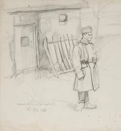 Żołnierz Legionu Ukraińskich Strzelców Siczowych (1914-1920) stojący na warcie by Иван Иванец, 1914-1920 — digital art…