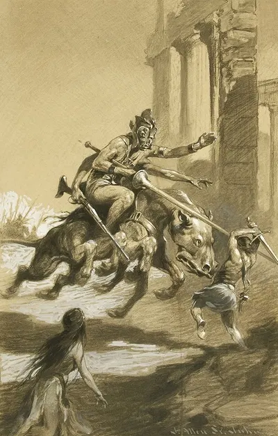 Thuvia, Maid of Mars illustration by Джеймс Аллен Сент-Джон, 1920 — digital art print download