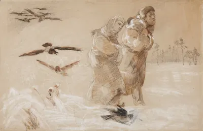 Anhelli and Ellenai en Route – Sketch Inspired by the Poem 'Anhelli' by Juliusz Słowacki by Яцек Мальчевский, 1877 —…