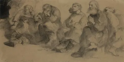 Study for the painting titled 'Sunday in the mine' by Яцек Мальчевский, 1877 — digital art print download