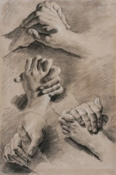 Four Studies of Clasped Hands by Jacopo Guarana — digital art print download